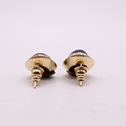 Boucles d'oreilles Boucles d’oreilles ovales en or jaune et Saphirs étoilés 58 Facettes