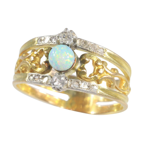 Bague 61 Bague victorienne Diamants Opale 58 Facettes 23124-0058