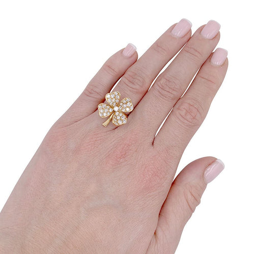Bague 51 Bague Fred, "Trèfle", or jaune, diamants. 58 Facettes 32165