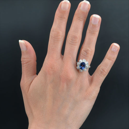 Bague 52 Bague saphir et diamants or blanc 58 Facettes 22-233