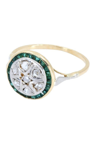 Bague BAGUE ART-DÉCO ÉMERAUDES ET DIAMANTS 58 Facettes 057041