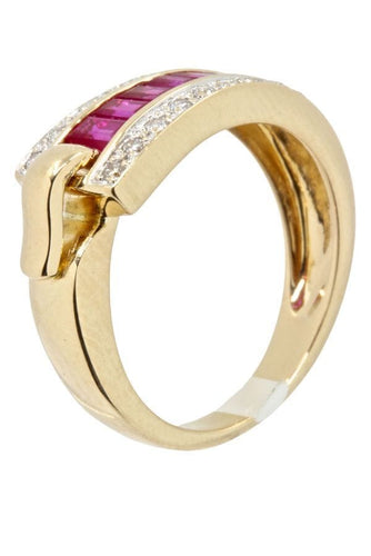 Bague BAGUE GUY LAROCHE RUBIS CALIBRÉS ET DIAMANTS 58 Facettes 039271