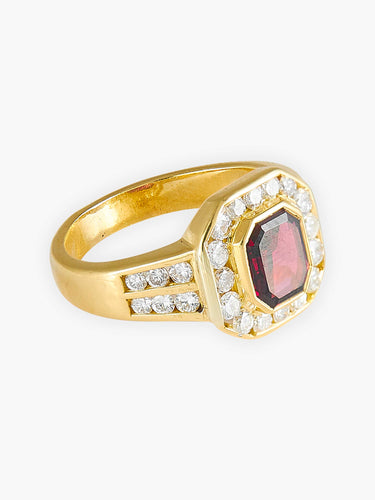 Bague 48 Bague Grenat et Diamants 58 Facettes