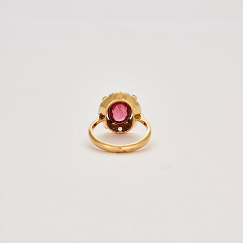 Bague 49 Bague Ancienne Diamants Pierre Rose 58 Facettes