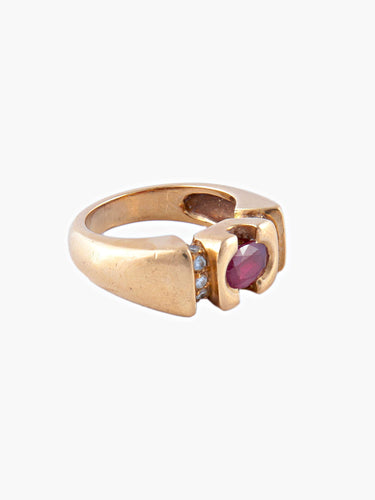 Bague Bague Jonc Or Jaune Rubis Diamants 58 Facettes