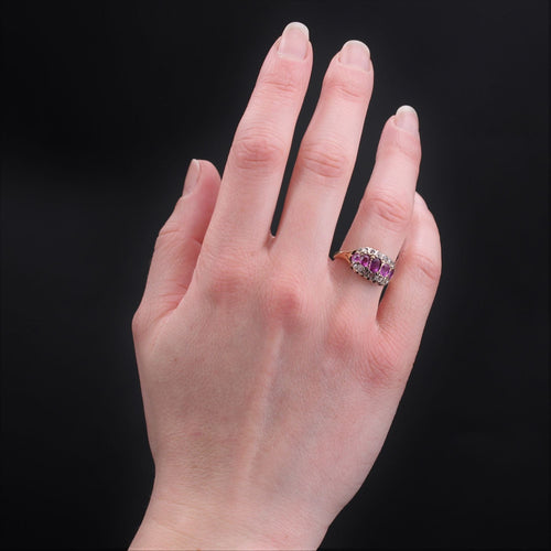Bague 59 Bague ancienne rubis diamants 58 Facettes 21-801