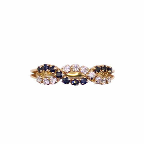 Bague Bague Diamants Saphirs entrelacés 58 Facettes