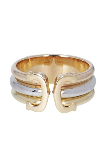 Bague 55 Bague CARTIER Double C Grand Modèle en 3 Ors 750/1000 58 Facettes 62336-58217