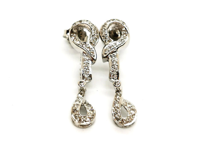 Boucles d'oreilles Boucles d'oreilles Pendantes Or blanc Diamant 58 Facettes 1523674CN