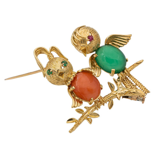 Broche Broche Oiseaux Or jaune Corail 58 Facettes 2737234CN