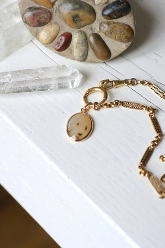 Pendentif Pendentif vintage or rose et agate dendritique 58 Facettes