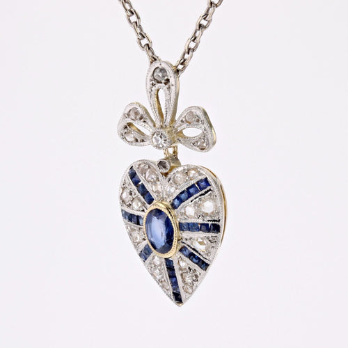 Pendentif Pendentif ancien saphir diamants coeur 58 Facettes 23-113