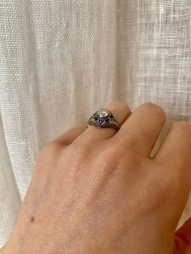 Bague 54 Bague Saphir Diamant Art Déco 58 Facettes