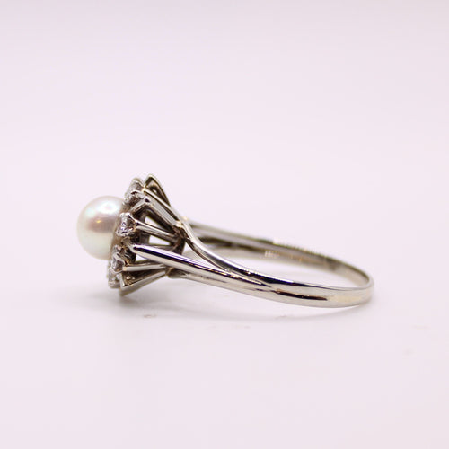 Bague Bague Marguerite diamant perle de culture 58 Facettes