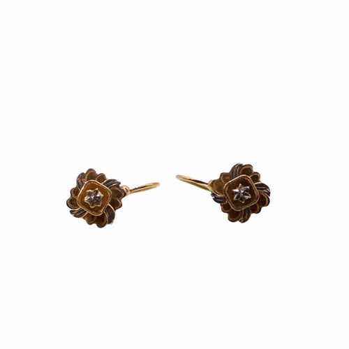 Boucles d'oreilles Boucles d’oreilles dormeuses 2 ors motif losange 58 Facettes