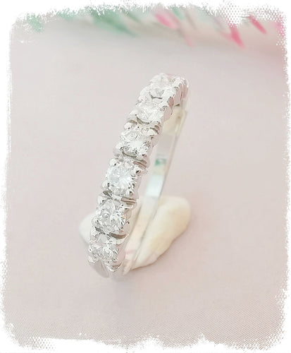 Bague Bague Demi Alliance Diamants 0,70 ct Or Blanc 58 Facettes AA 1473