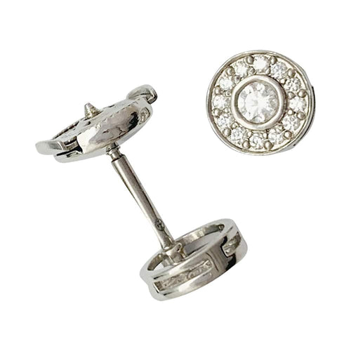 Boucles d'oreilles Puces Tiffany & Co., "Mini Circlet", platine et diamants. 58 Facettes 31870