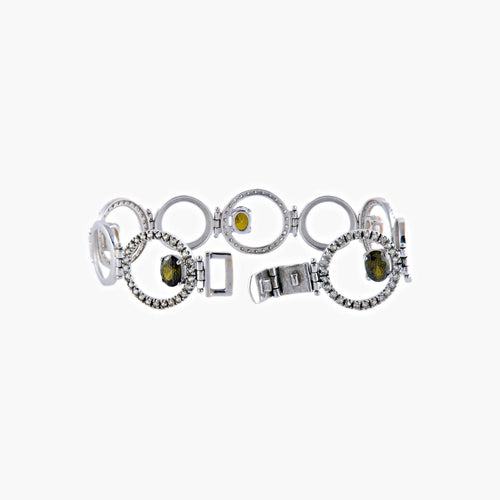 Bracelet Or Blanc BRACELET «YUMA» OR, MORGANITES & MOLDAVITES 58 Facettes BO/220080
