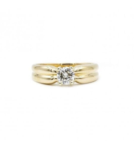 Bague 54 / Jaune / Or 750 Bague Solitaire 0.53 carat G VS2 58 Facettes 180214R