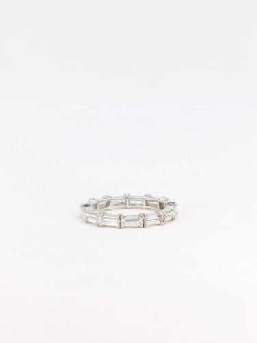 Bague Alliance américaine or blanc 13 diamants taille baguette 58 Facettes 812