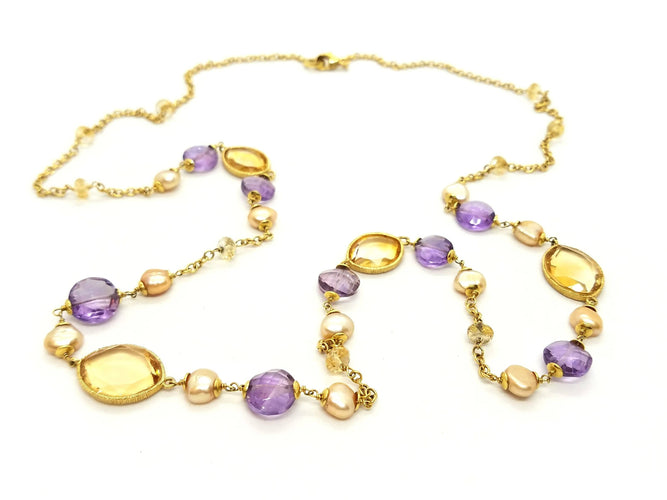 Collier Collier Sautoir Or jaune Citrine 58 Facettes 06600CD