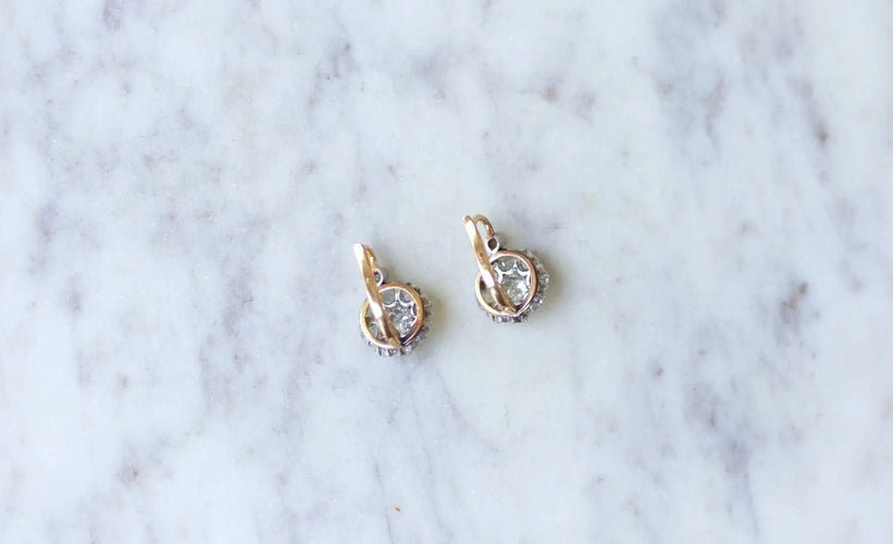 Boucles d'oreilles Boucles d'oreilles dormeuses Or jaune Platine Diamants 58 Facettes