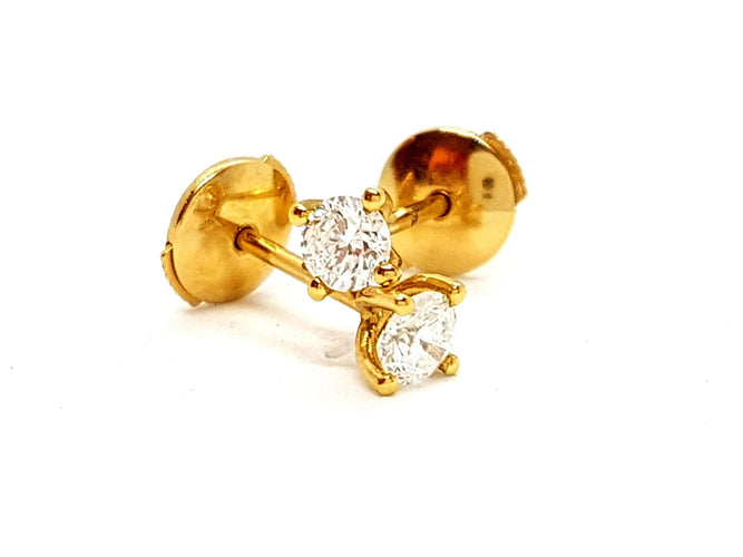 Boucles d'oreilles Boucles d'oreilles Puces Or jaune Diamant 58 Facettes 06432CD