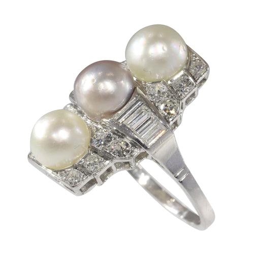 Bague 58 Bague de fiançailles diamant et perle 58 Facettes 22297-0116