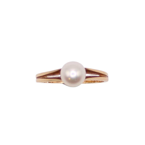 Bague Solitaire or jaune Perle de culture sur double corps 58 Facettes