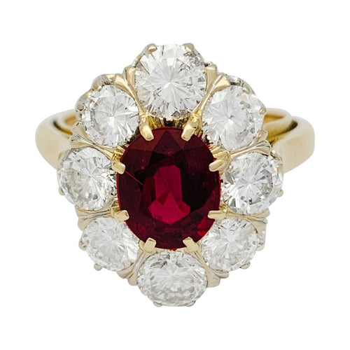 Bague 56 Bague pompadour rubis, diamants, or jaune. 58 Facettes 31967
