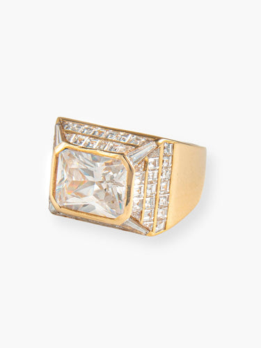 Bague Bague Chevalière Saphir blanc et Diamants 58 Facettes