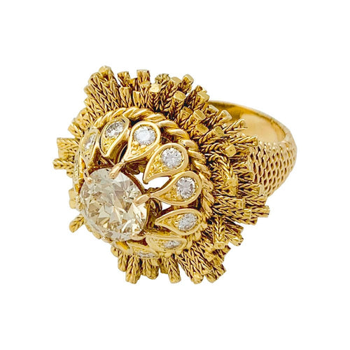 Bague 55 Bague Sterlé en or jaune et diamants. 58 Facettes 31575