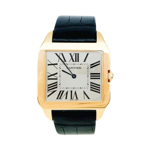 Montre Montre Cartier, "Santos-Dumont", or rose, cuir. 58 Facettes 32064