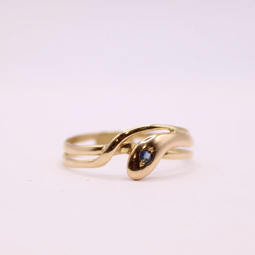 Bague Bague serpent or jaune et saphir 58 Facettes