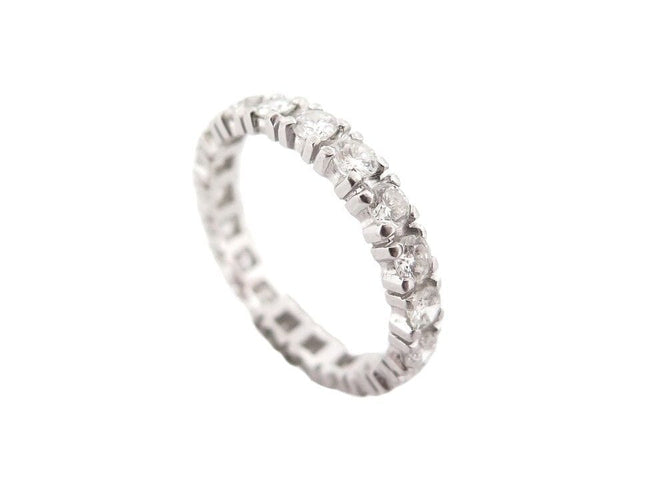 Bague 55 bague alliance t55 en or blanc 18k pavage complet 18 diamants 1.7ct 58 Facettes 252656
