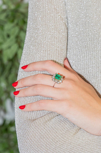 Bague 57 Bague Marguerite Or blanc Emeraude 58 Facettes 2735889CN