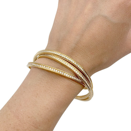 Bracelet Bracelet triple joncs or jaune, diamants. 58 Facettes 32735