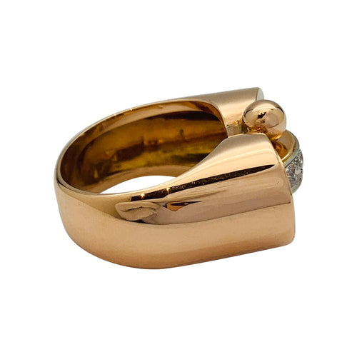 Bague 57 Bague tank or rose, blanc et diamants. 58 Facettes 31900
