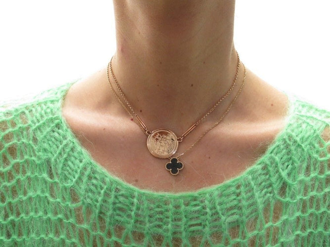 Collier collier HERMES ex-libris gm or rose 18k 58 Facettes 254491