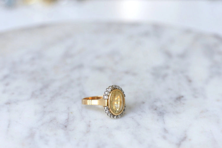 Bague Bague Art Déco citrine entourage diamants 58 Facettes