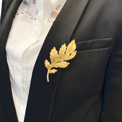 Broche Broche feuille or jaune. 58 Facettes 32706