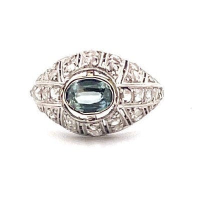 Bague Bague dôme en platine saphir et diamants 58 Facettes B0044