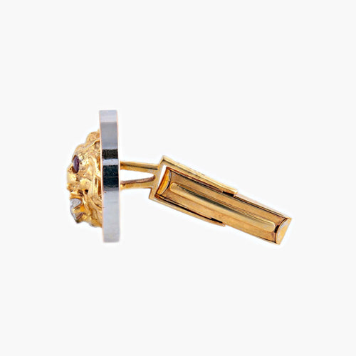 Boutons de manchette Or Jaune / Diamants BOUTONS DE MANCHETTES "LION" OR/DIAMANTS & RUBIS 58 Facettes BO/220050 NSS