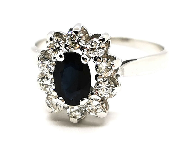 Bague 60 Bague Fleur Or blanc Saphir 58 Facettes 1638626CN