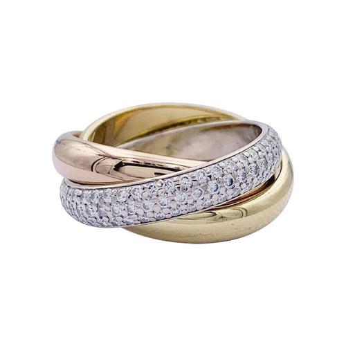 Bague 48 Bague Cartier, Trinity, 3 ors, diamants. 58 Facettes 32387