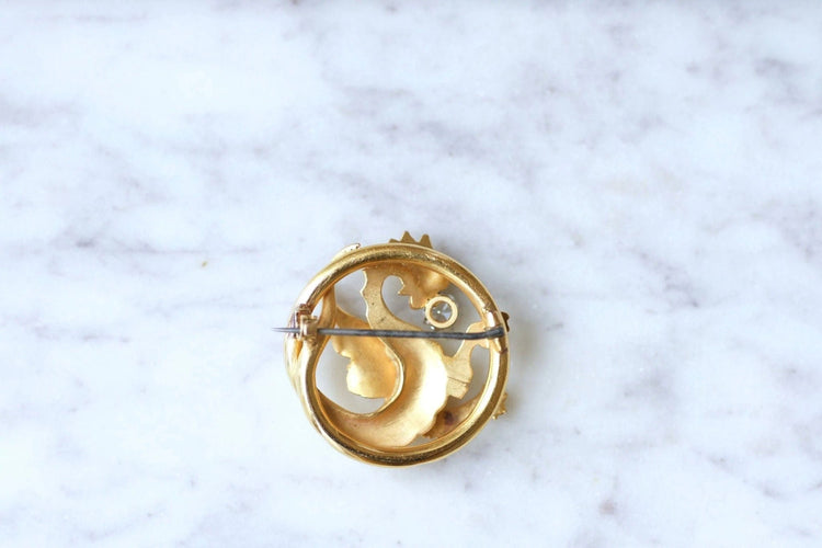 Broche Or jaune / Diamant / XIXe Siècle Broche Chimère or et diamant 58 Facettes