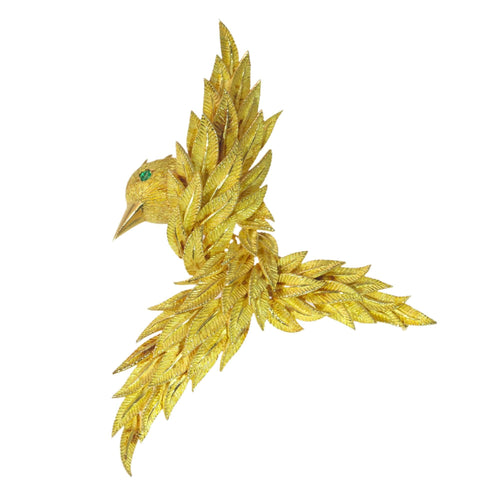 Broche Broche oiseau, Or jaune & émeraude 58 Facettes 22342-0012