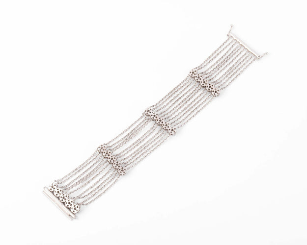 Bracelet Bracelet or gris et diamant motifs avec des fleurs 58 Facettes