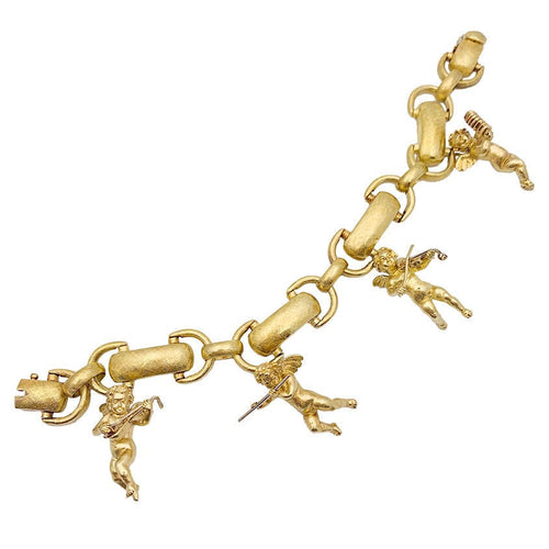 Bracelet Bracelet vintage, "Chérubins Musiciens", or jaune. 58 Facettes 33341