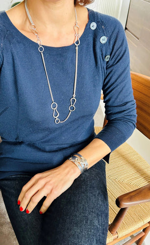 Collier Hermès - Collier Sautoir "Arabesque" Argent 58 Facettes 1